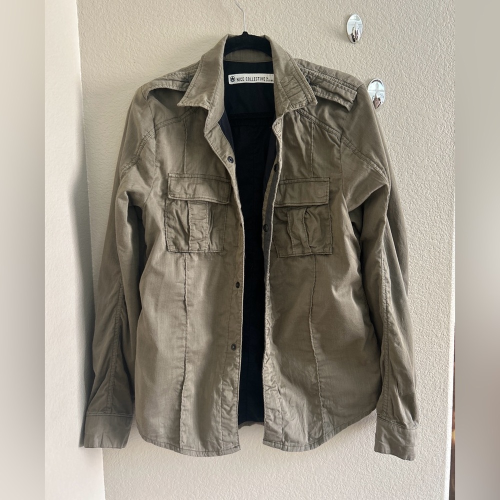 Nice Collective Olive Utility Shirt Jacket size M
